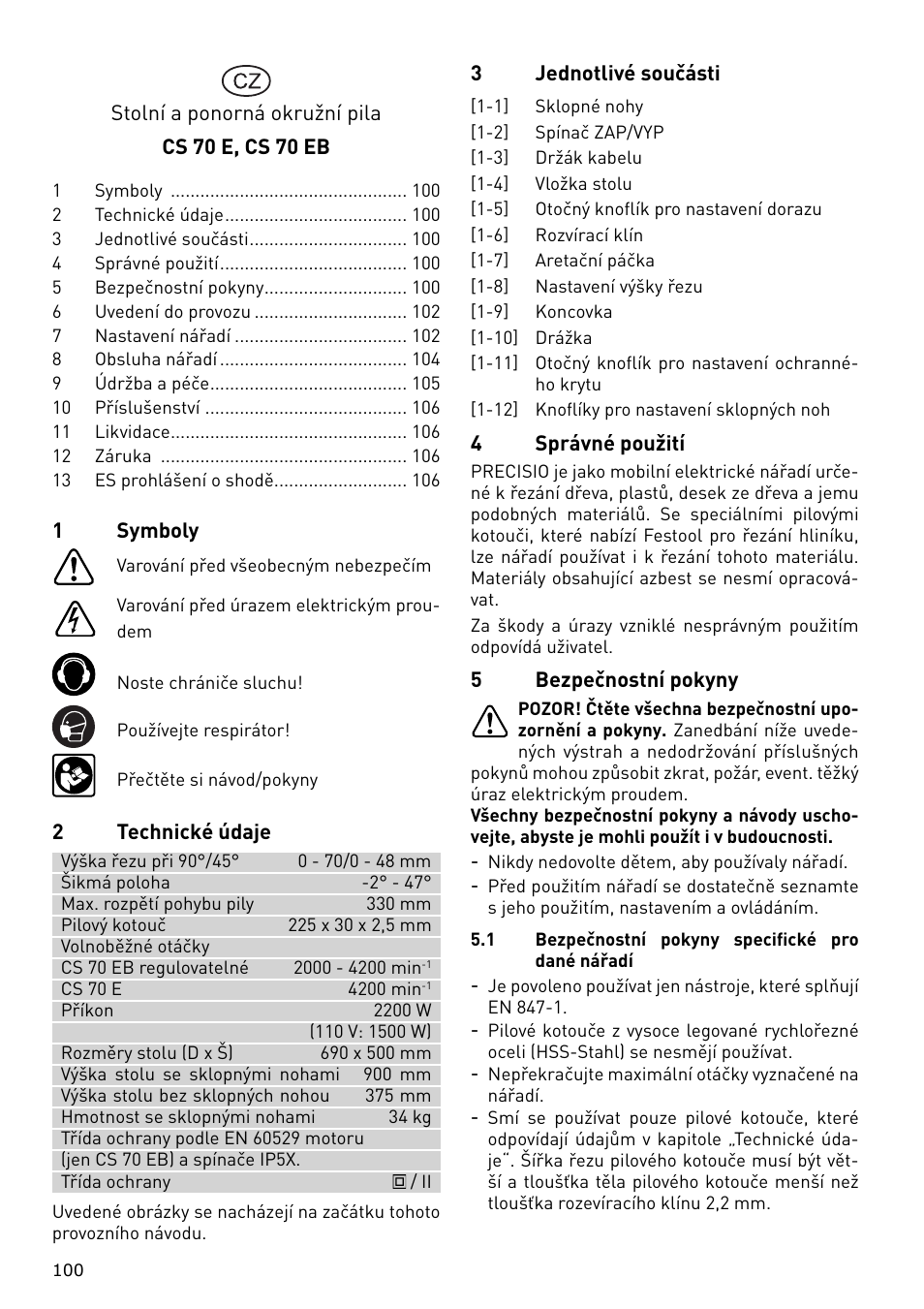 Festool CS 70 E PRECISIO User Manual | Page 100 / 116