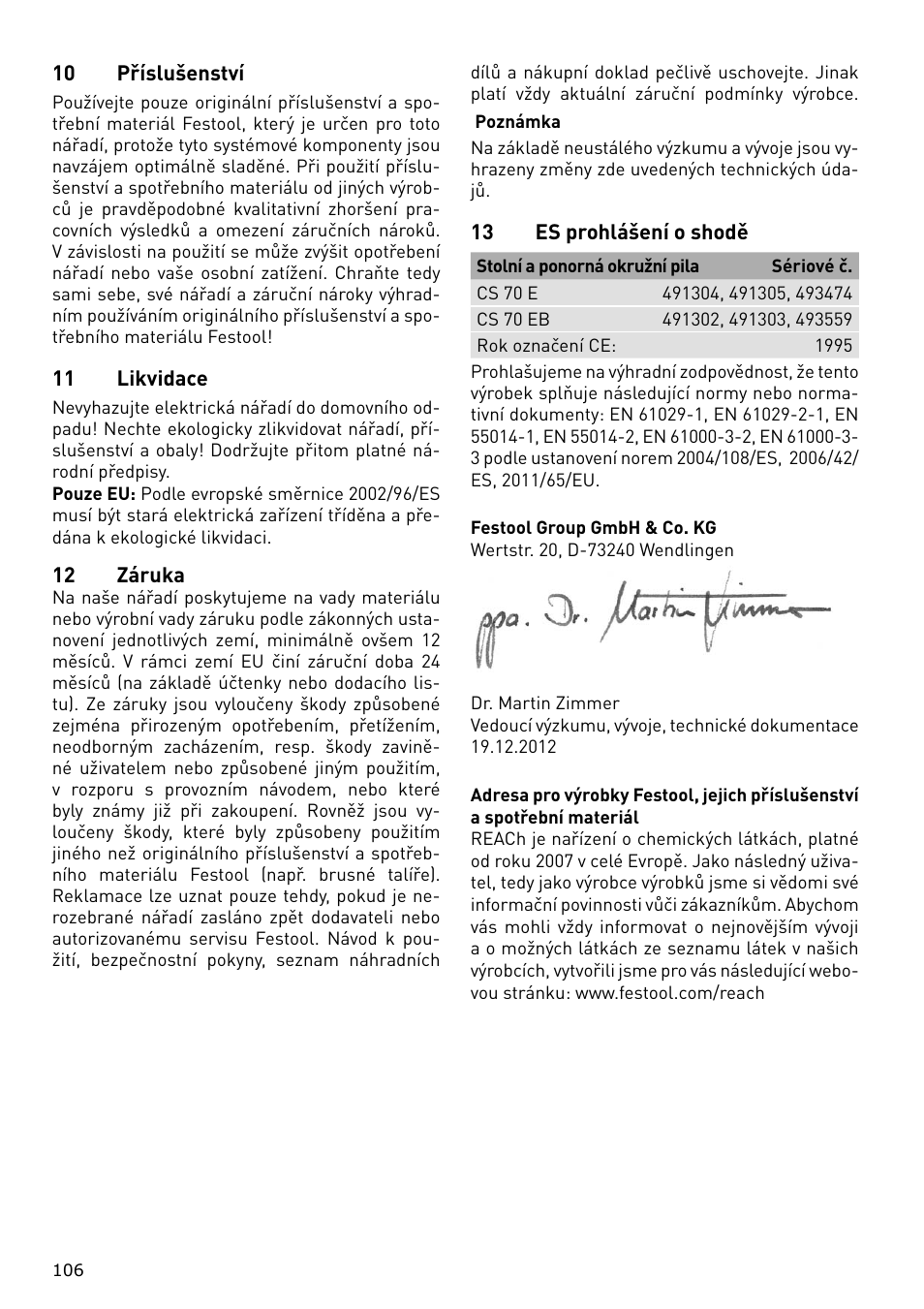 Festool CS 70 E PRECISIO User Manual | Page 106 / 116