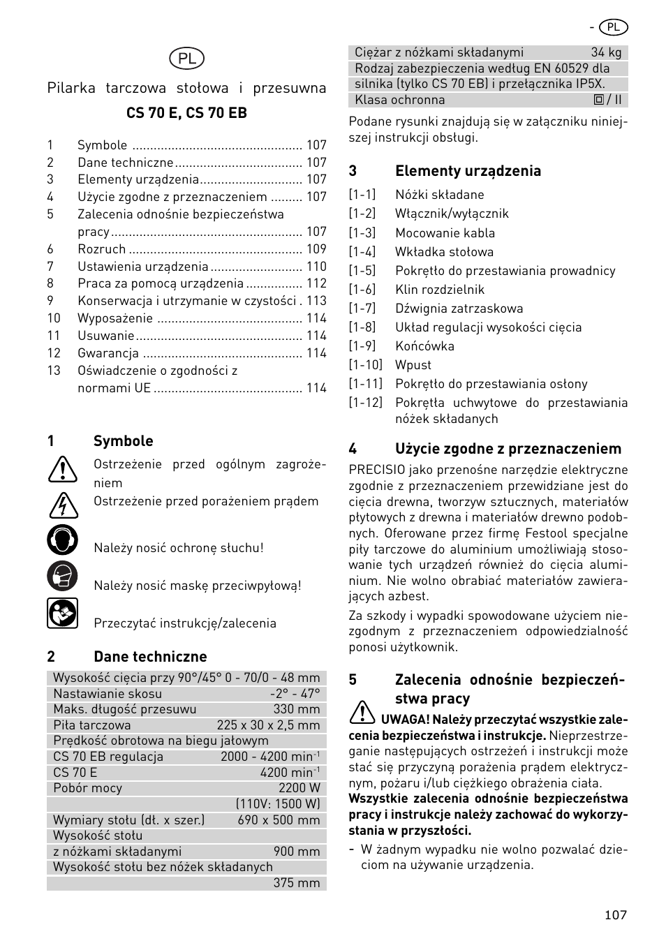 Festool CS 70 E PRECISIO User Manual | Page 107 / 116