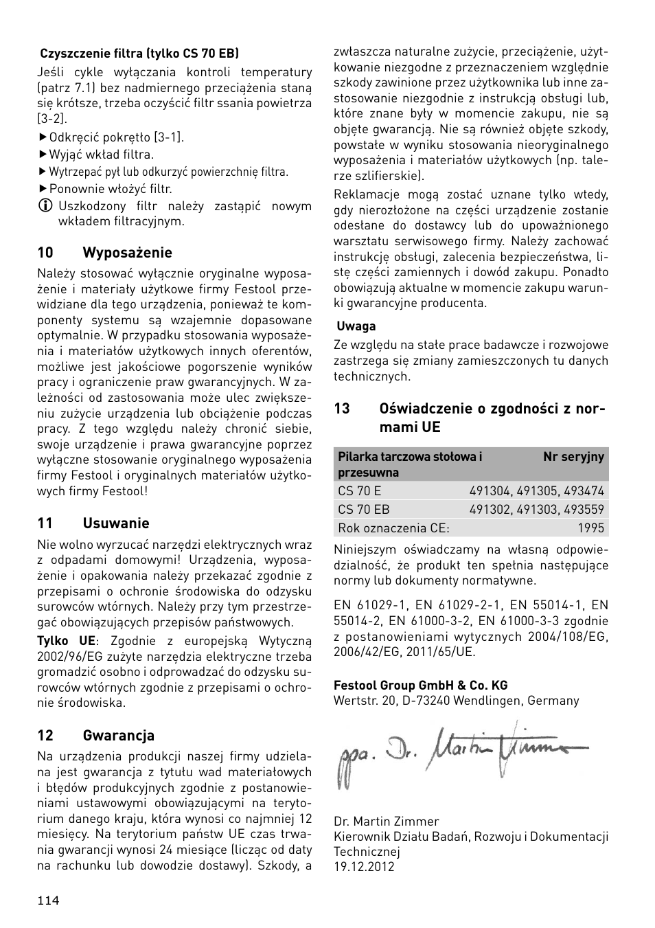 Festool CS 70 E PRECISIO User Manual | Page 114 / 116