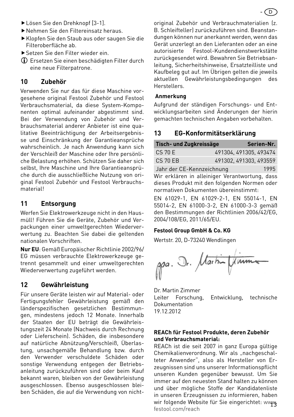 Festool CS 70 E PRECISIO User Manual | Page 13 / 116