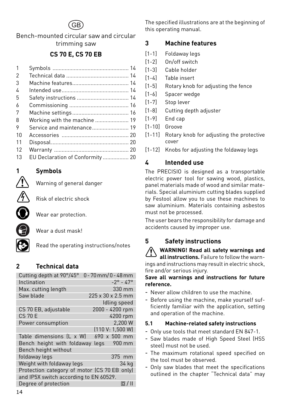 Festool CS 70 E PRECISIO User Manual | Page 14 / 116