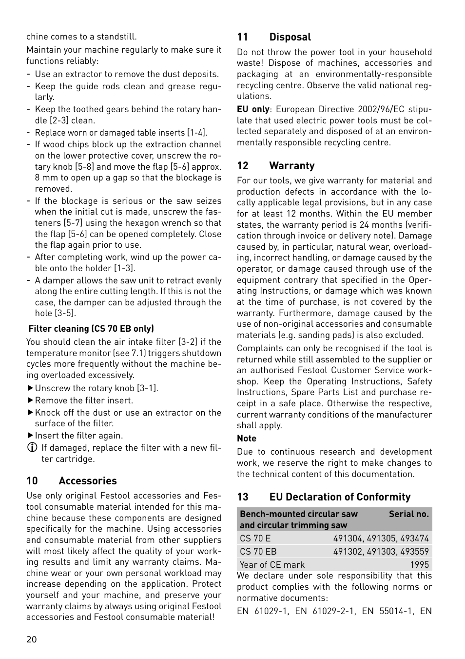 Festool CS 70 E PRECISIO User Manual | Page 20 / 116