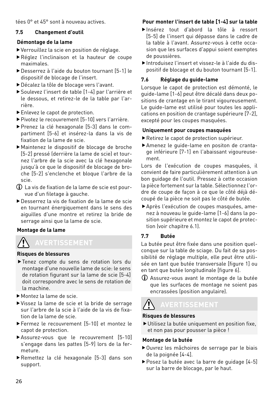 Avertissement | Festool CS 70 E PRECISIO User Manual | Page 26 / 116