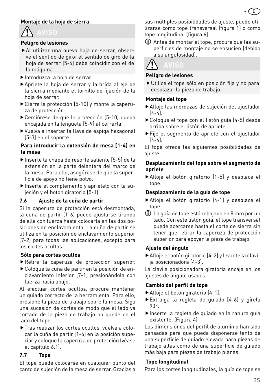 Aviso | Festool CS 70 E PRECISIO User Manual | Page 35 / 116