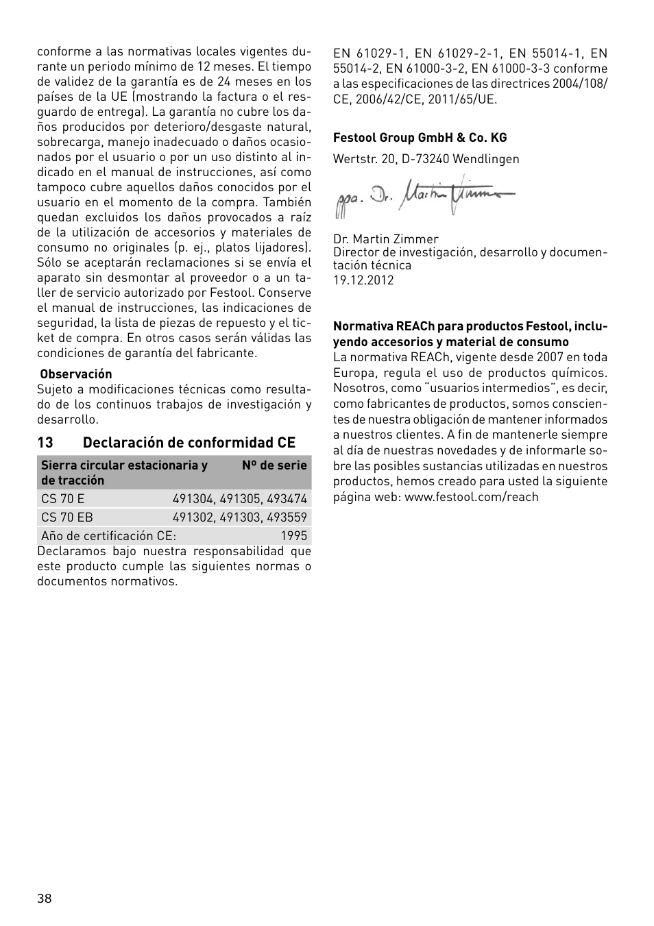 Festool CS 70 E PRECISIO User Manual | Page 38 / 116