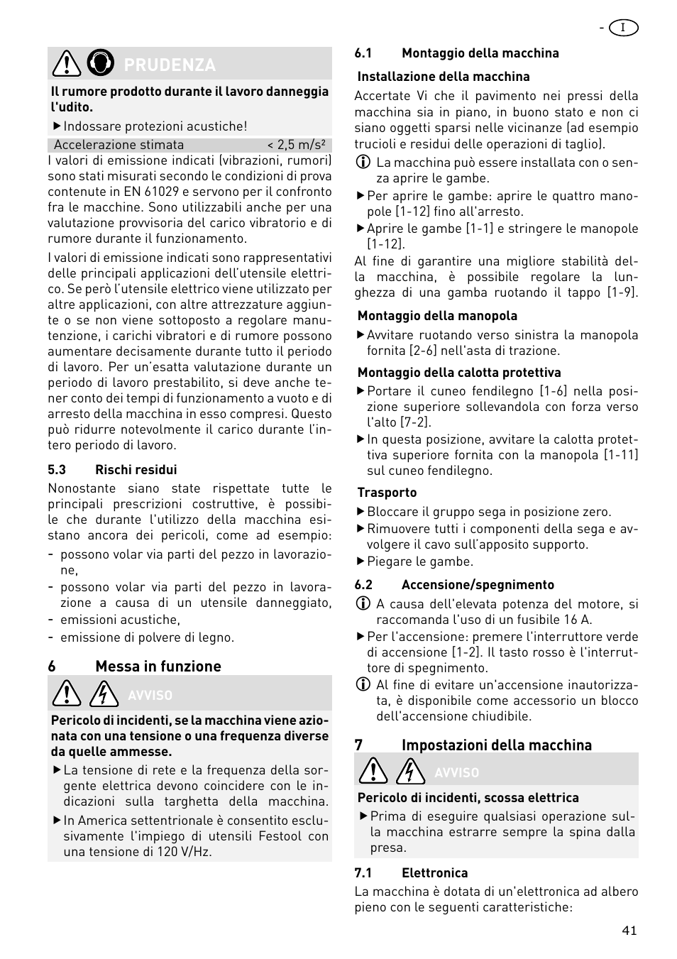 Prudenza | Festool CS 70 E PRECISIO User Manual | Page 41 / 116