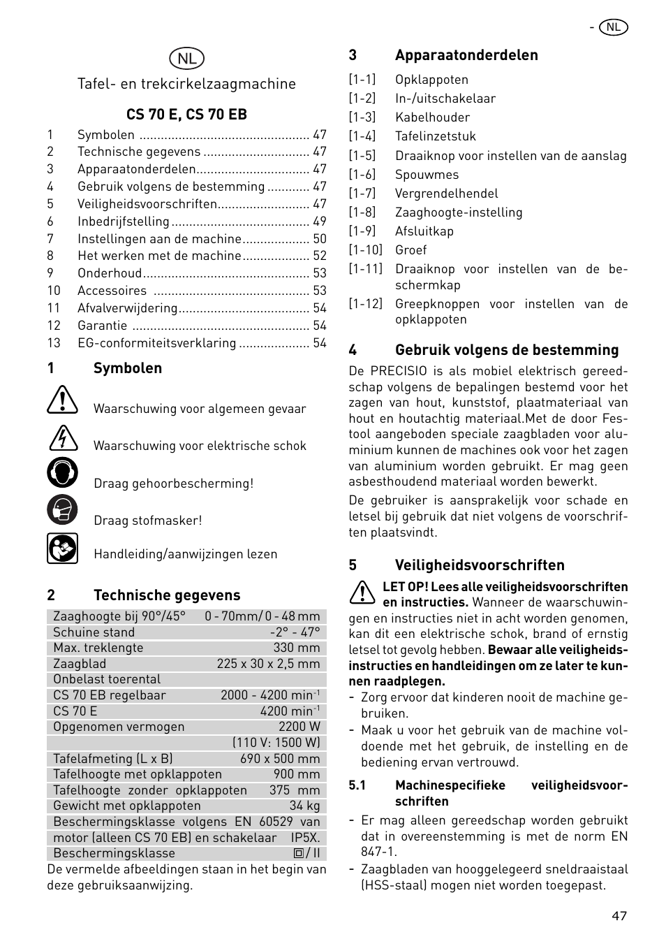 Festool CS 70 E PRECISIO User Manual | Page 47 / 116