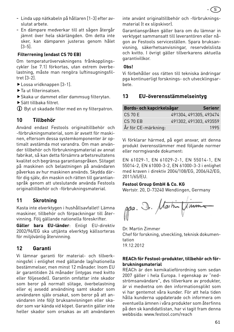 Festool CS 70 E PRECISIO User Manual | Page 61 / 116