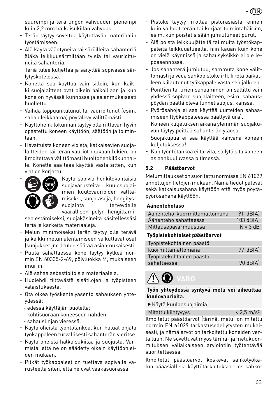 Varo | Festool CS 70 E PRECISIO User Manual | Page 63 / 116