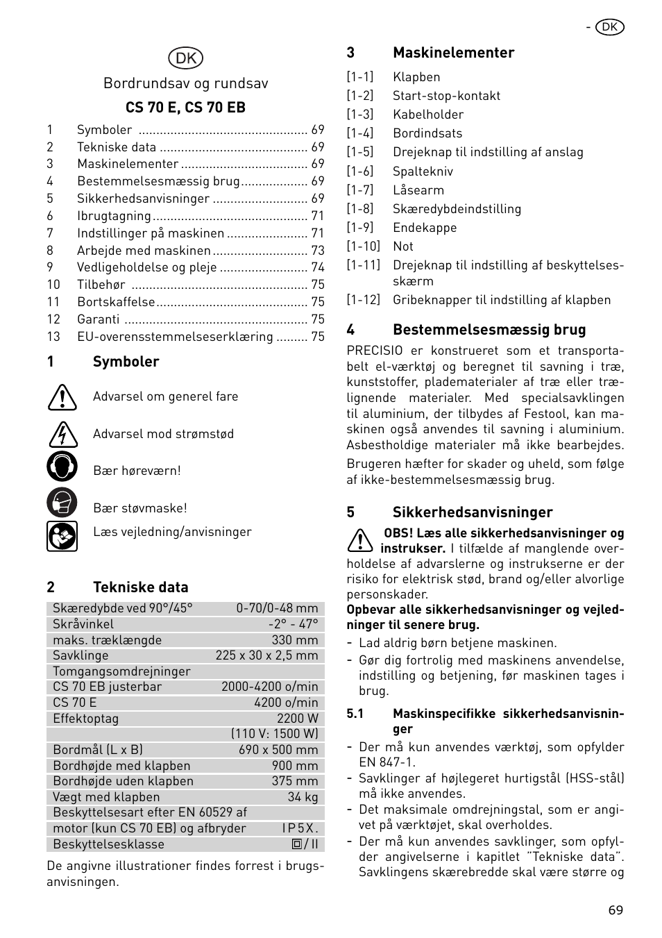 Festool CS 70 E PRECISIO User Manual | Page 69 / 116