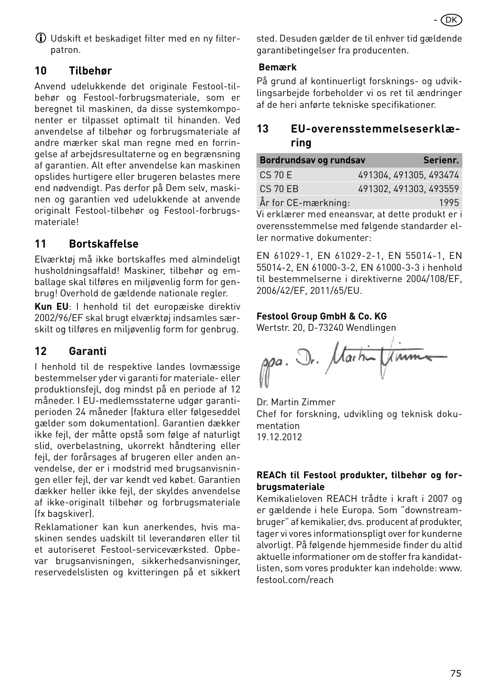 Festool CS 70 E PRECISIO User Manual | Page 75 / 116