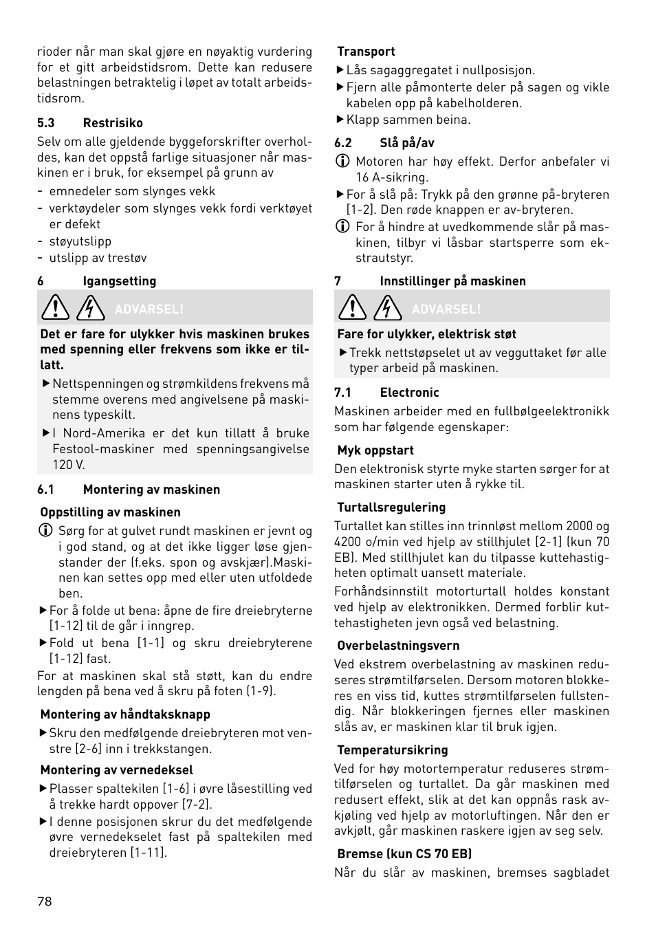 Festool CS 70 E PRECISIO User Manual | Page 78 / 116