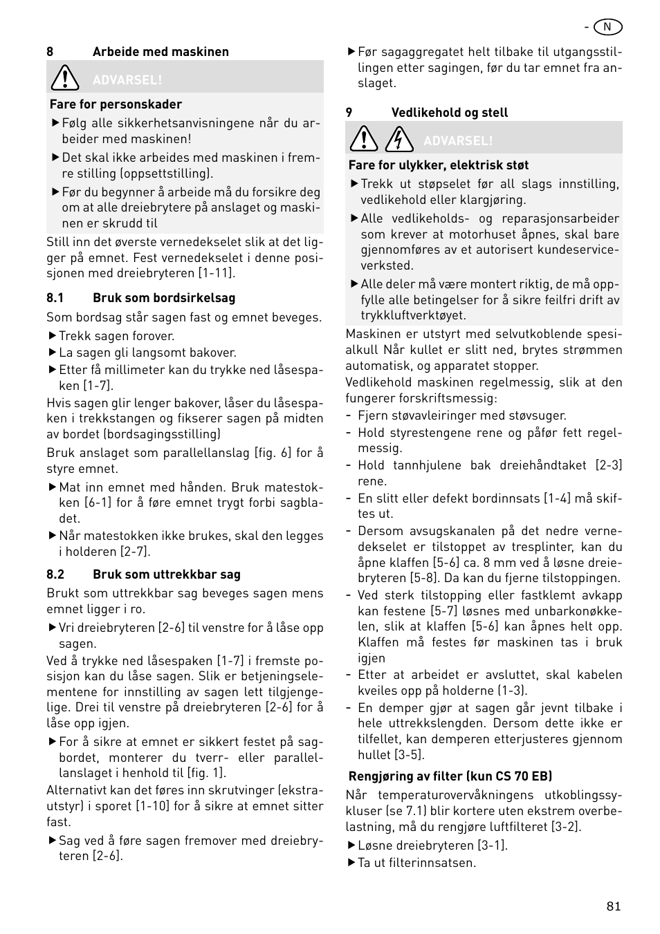 Festool CS 70 E PRECISIO User Manual | Page 81 / 116