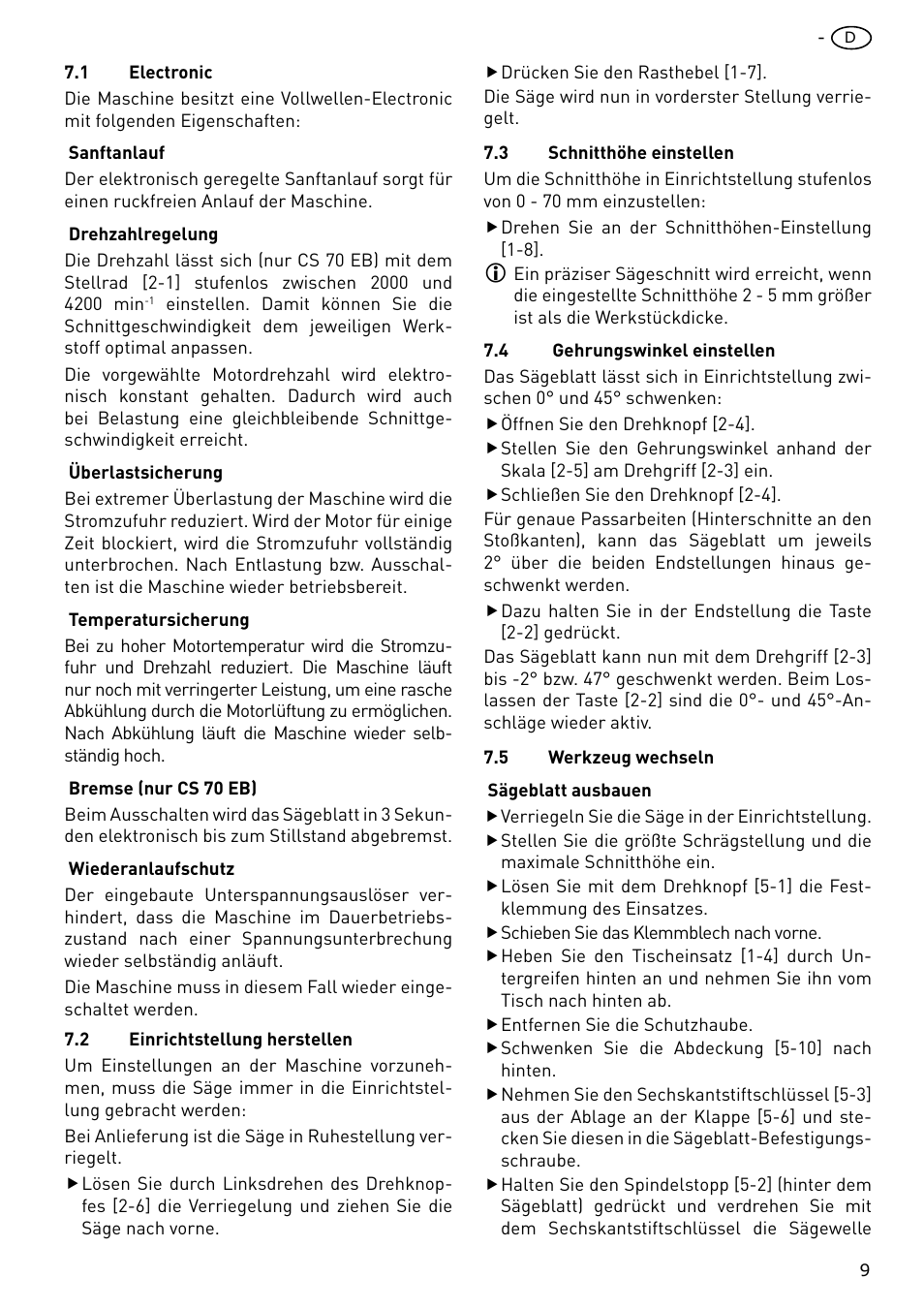 Festool CS 70 E PRECISIO User Manual | Page 9 / 116