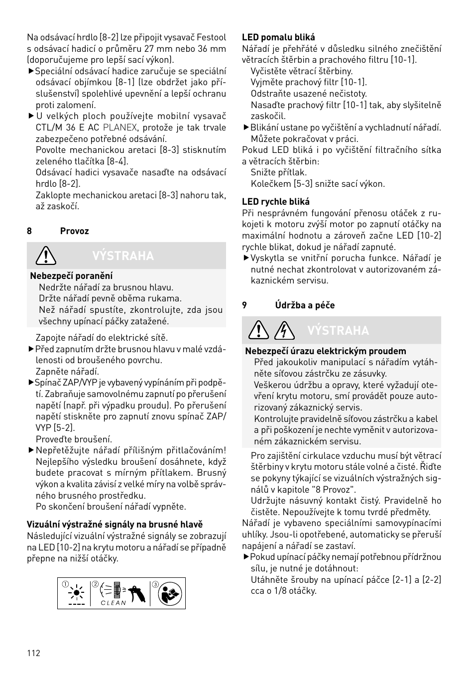 Výstraha | Festool PLANEX LHS 225 EQ User Manual | Page 112 / 126