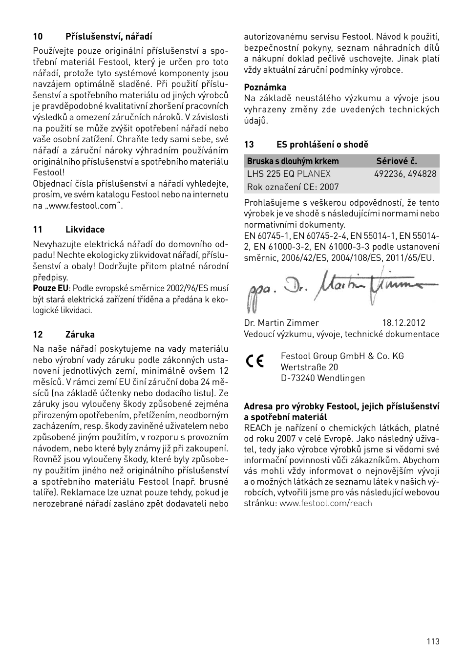 Festool PLANEX LHS 225 EQ User Manual | Page 113 / 126