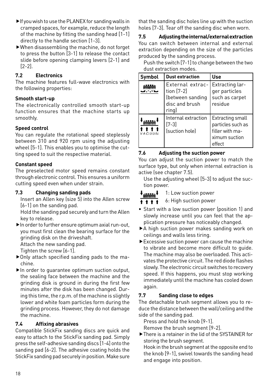 Festool PLANEX LHS 225 EQ User Manual | Page 18 / 126