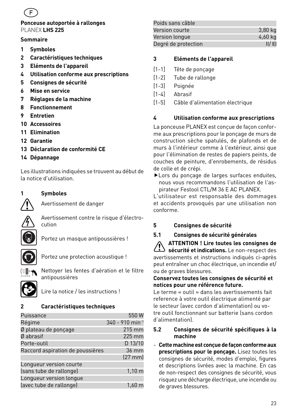 Festool PLANEX LHS 225 EQ User Manual | Page 23 / 126