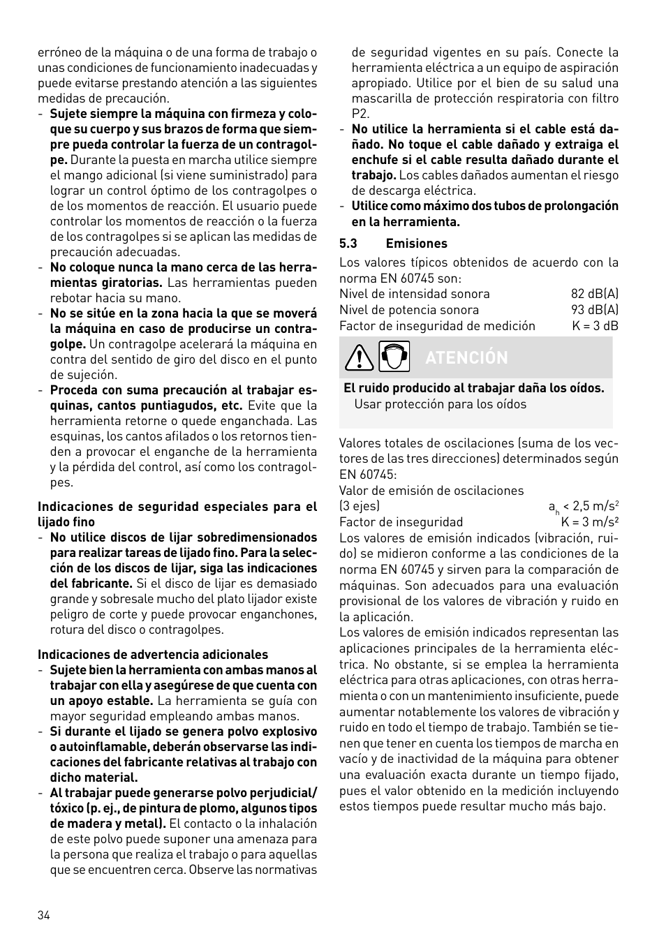 Atención | Festool PLANEX LHS 225 EQ User Manual | Page 34 / 126
