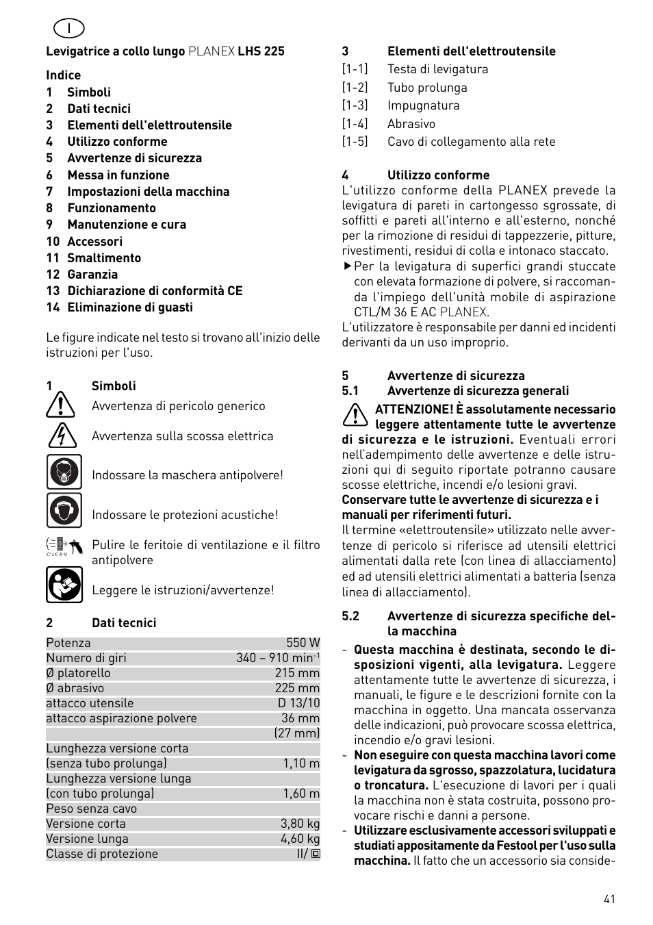 Festool PLANEX LHS 225 EQ User Manual | Page 41 / 126
