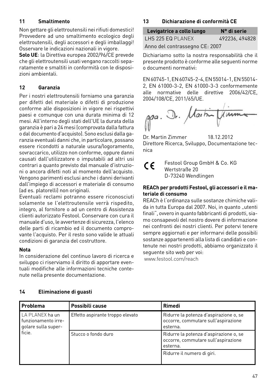 Festool PLANEX LHS 225 EQ User Manual | Page 47 / 126
