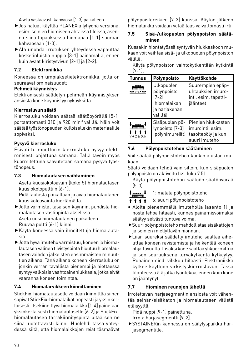 Festool PLANEX LHS 225 EQ User Manual | Page 70 / 126