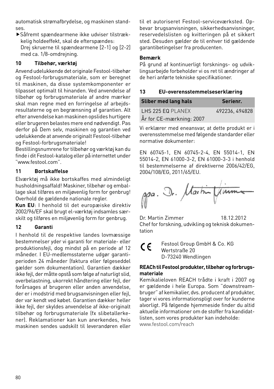 Festool PLANEX LHS 225 EQ User Manual | Page 80 / 126