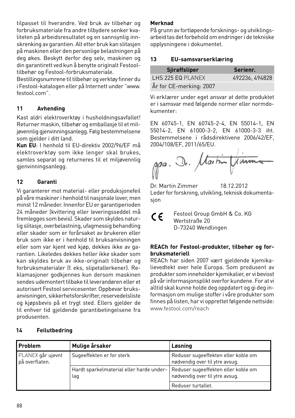 Festool PLANEX LHS 225 EQ User Manual | Page 88 / 126