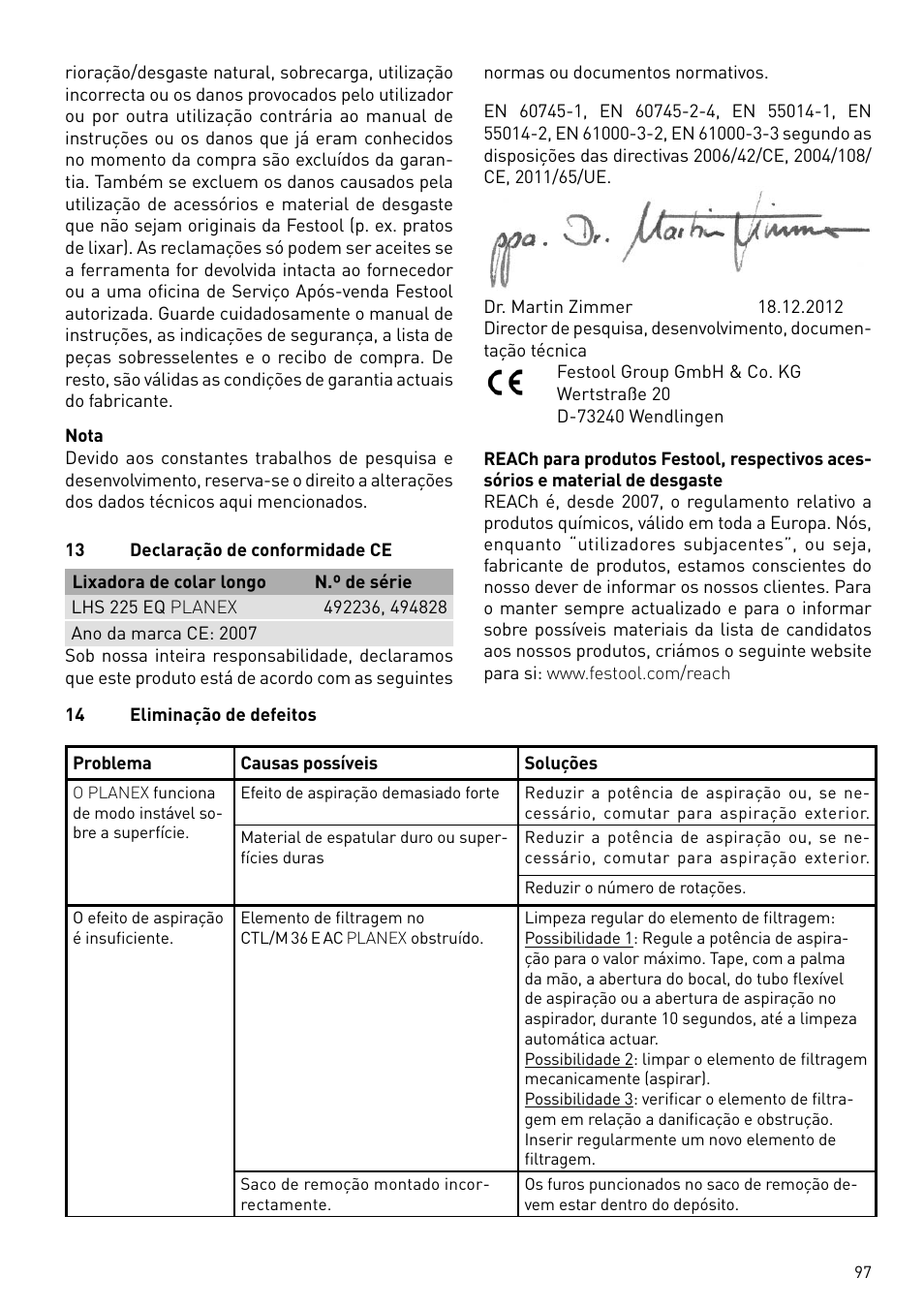 Festool PLANEX LHS 225 EQ User Manual | Page 97 / 126