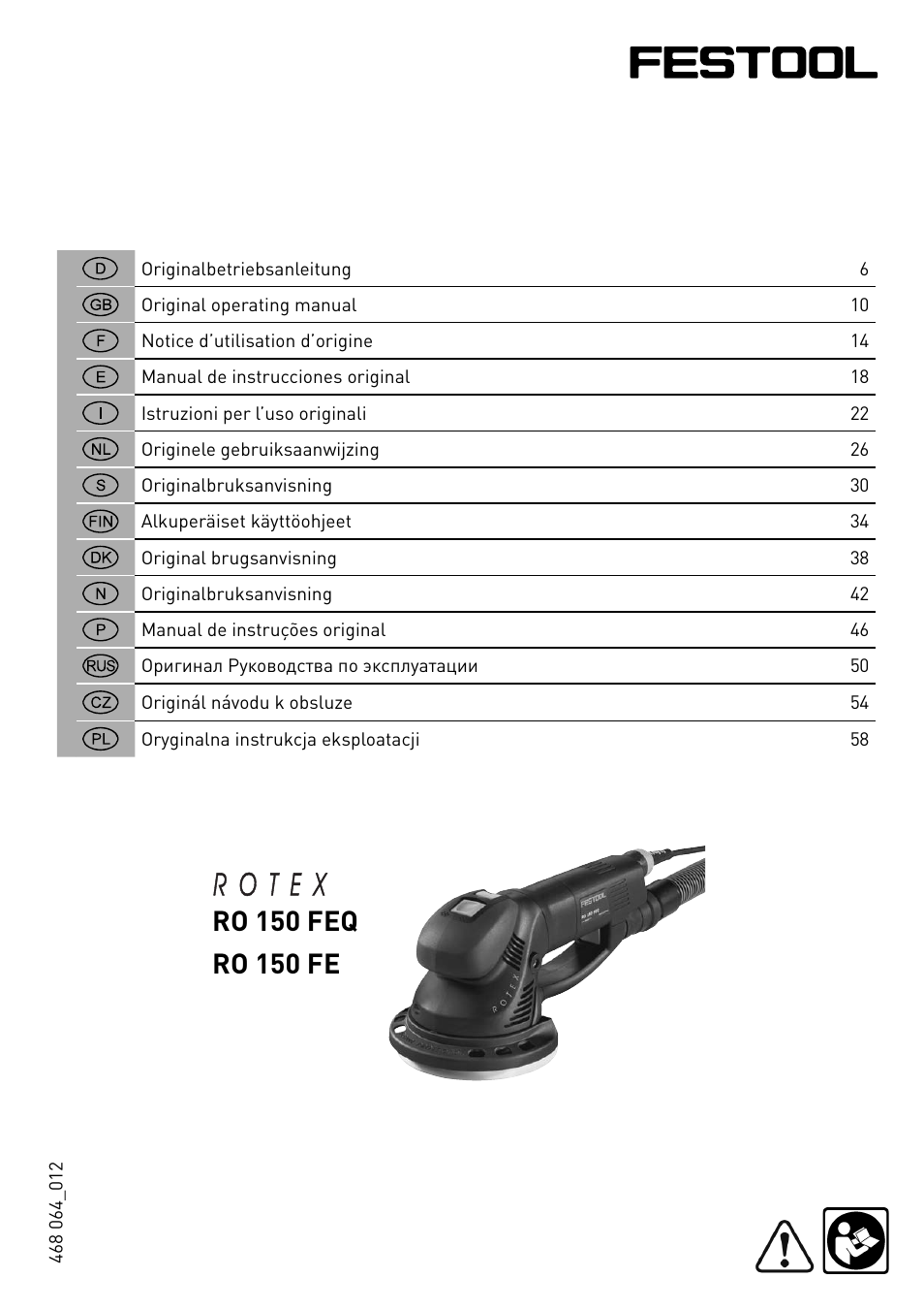 Festool RO 150 FEQ-FE User Manual | 62 pages