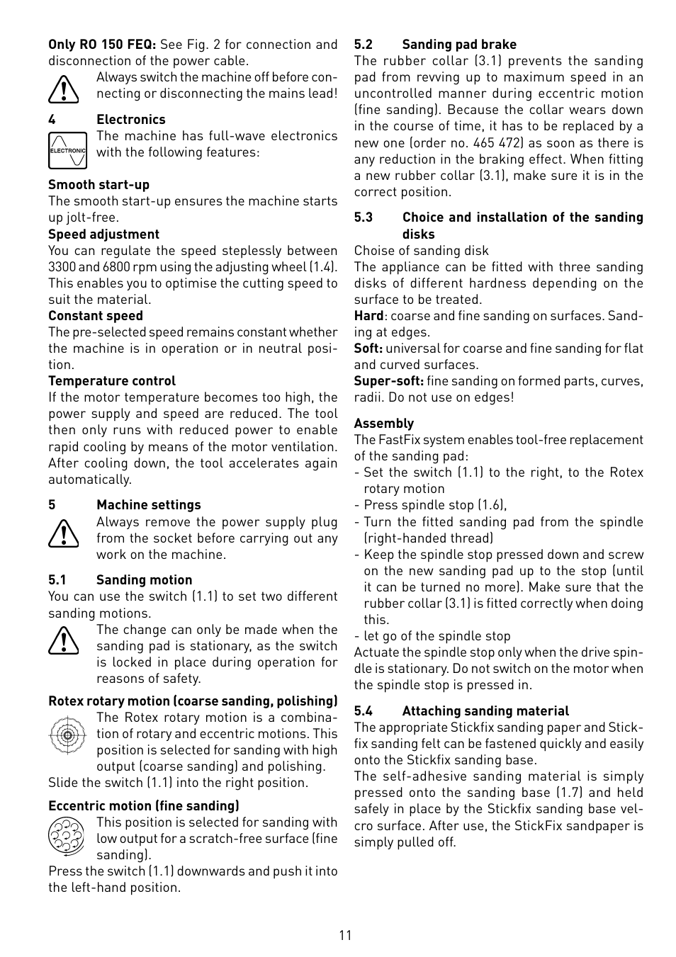 Festool RO 150 FEQ-FE User Manual | Page 11 / 62