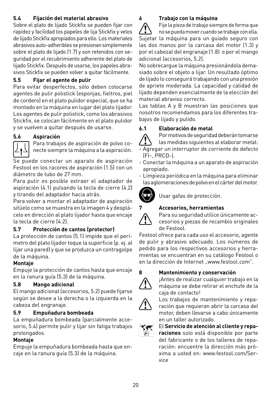 Festool RO 150 FEQ-FE User Manual | Page 20 / 62