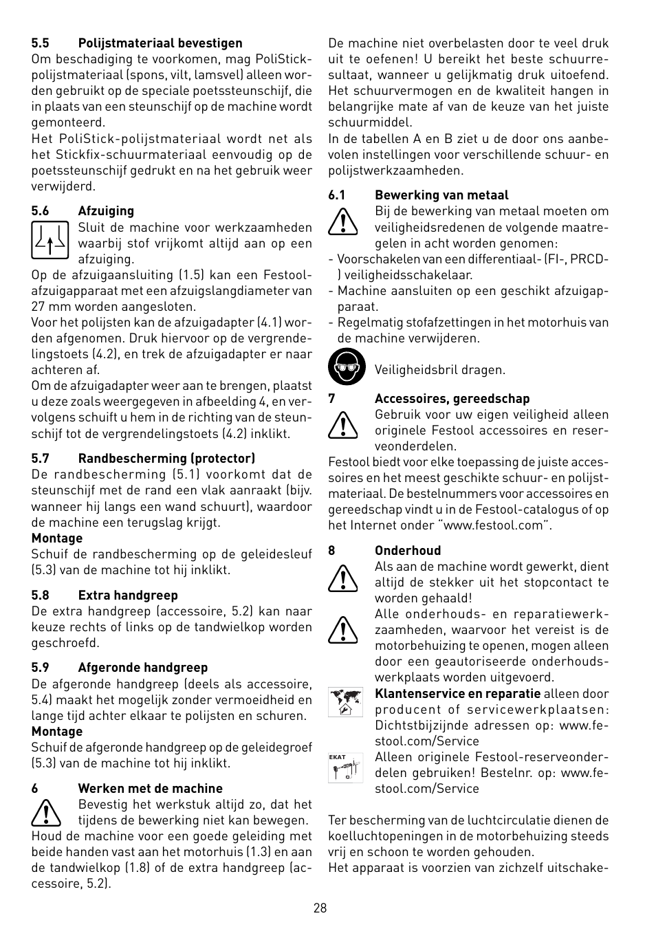 Festool RO 150 FEQ-FE User Manual | Page 28 / 62