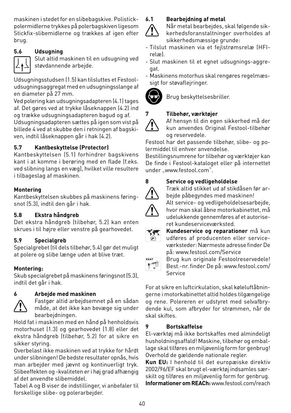 Festool RO 150 FEQ-FE User Manual | Page 40 / 62