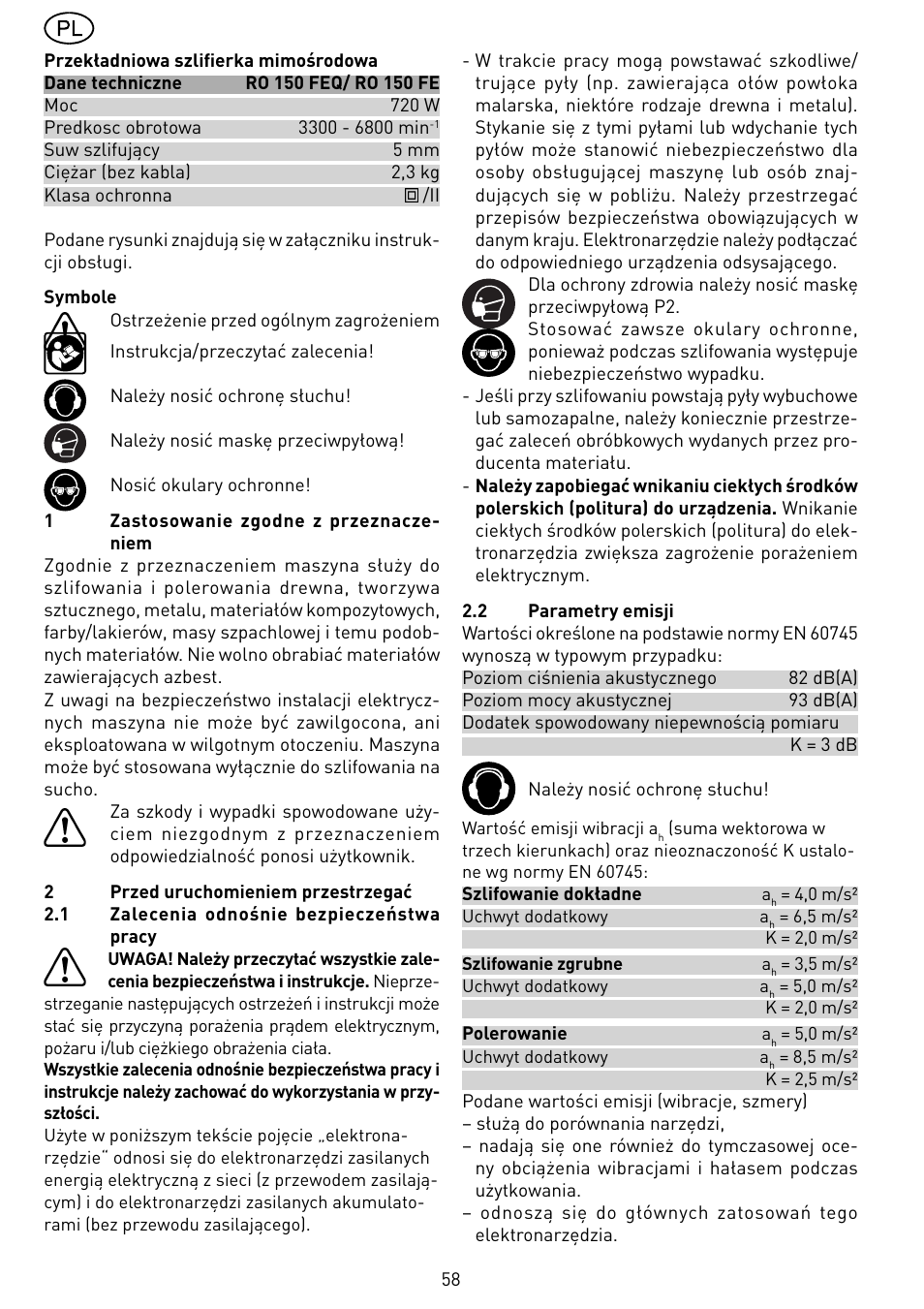 Festool RO 150 FEQ-FE User Manual | Page 58 / 62