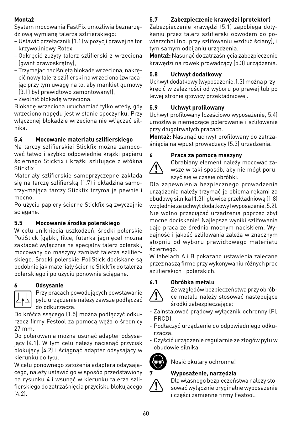 Festool RO 150 FEQ-FE User Manual | Page 60 / 62