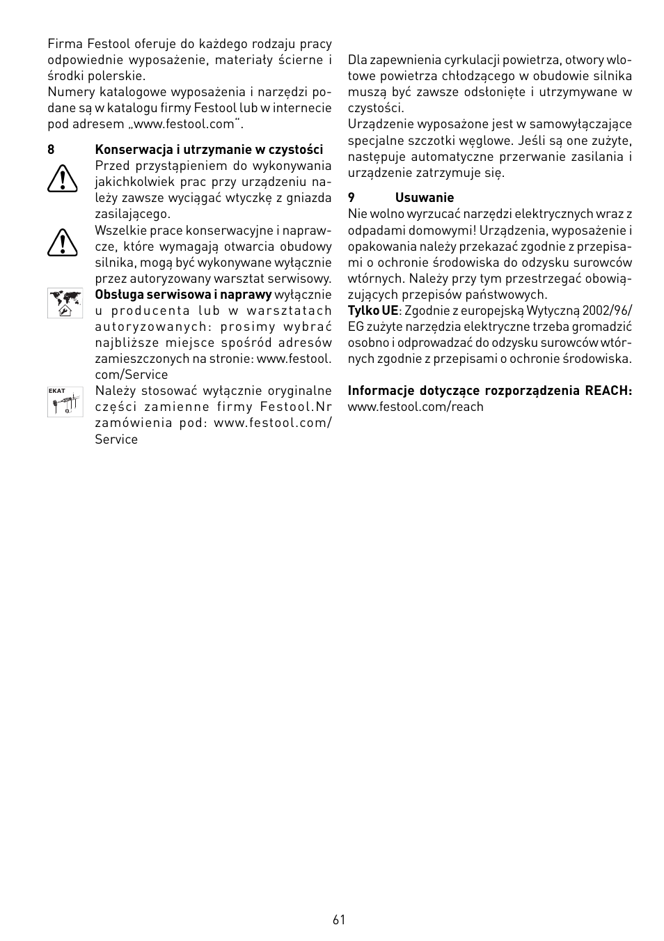 Festool RO 150 FEQ-FE User Manual | Page 61 / 62