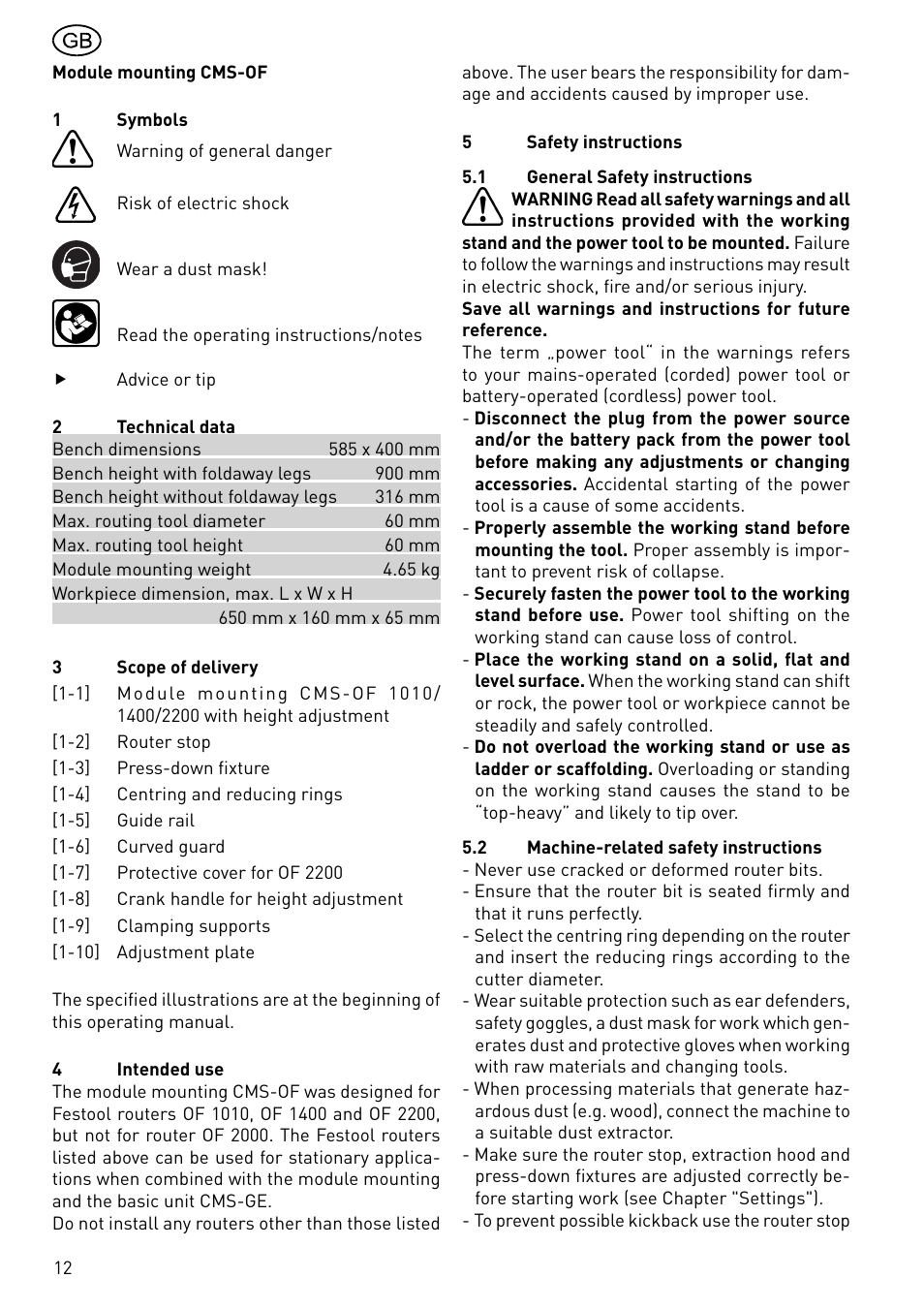 Festool CMS-OF User Manual | Page 12 / 100