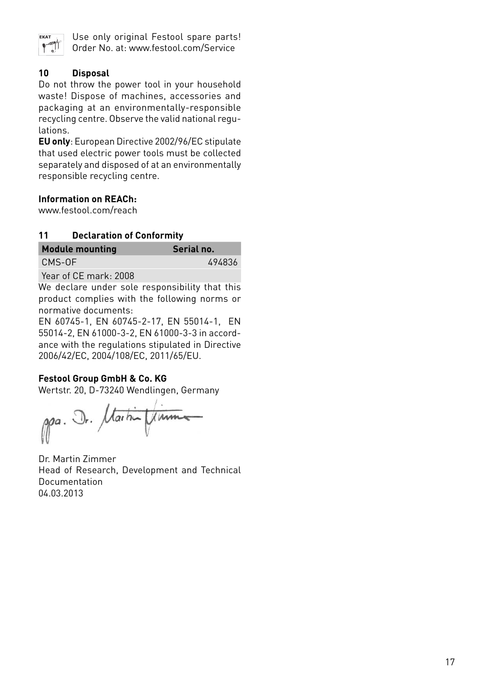 Festool CMS-OF User Manual | Page 17 / 100