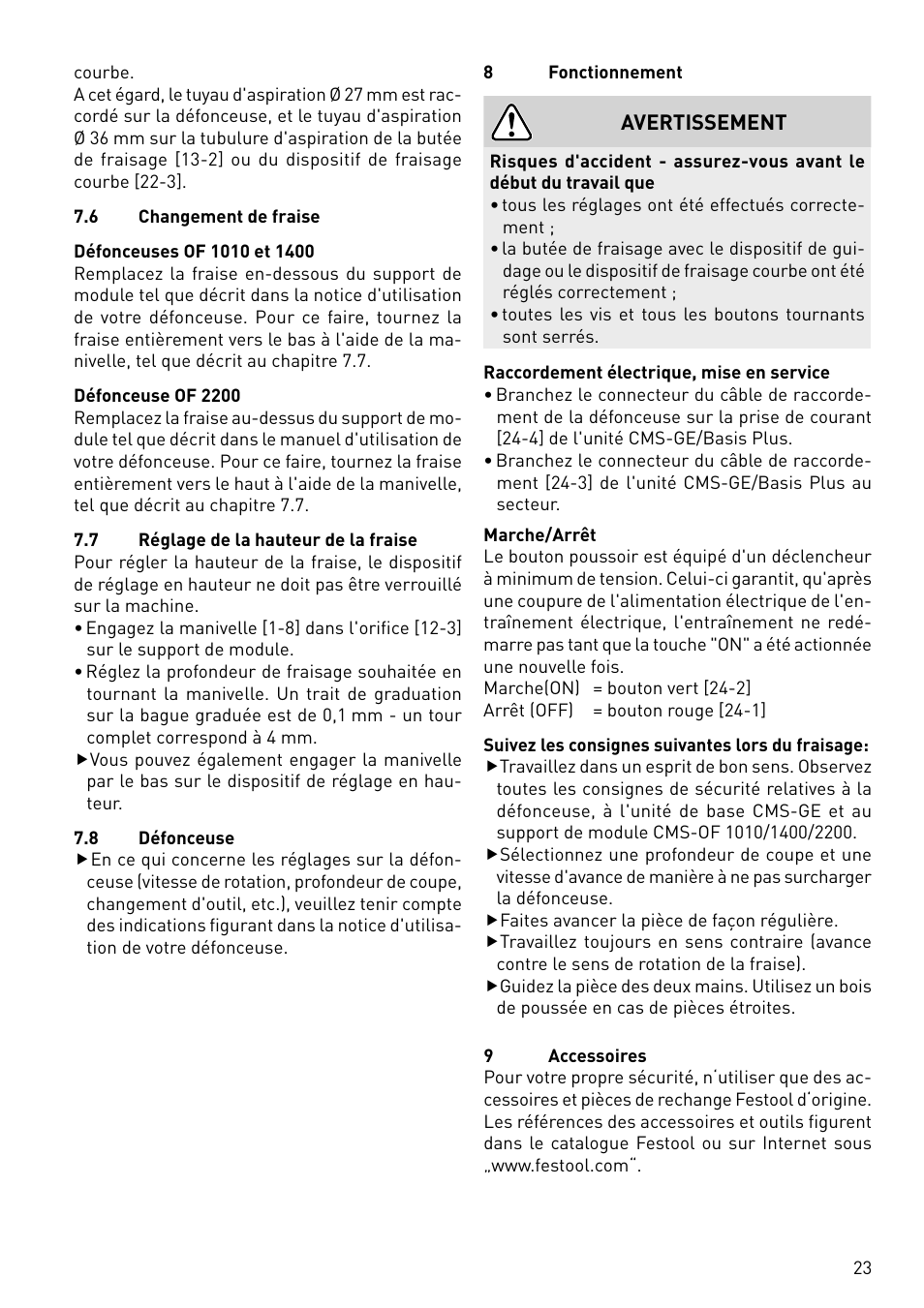 Festool CMS-OF User Manual | Page 23 / 100