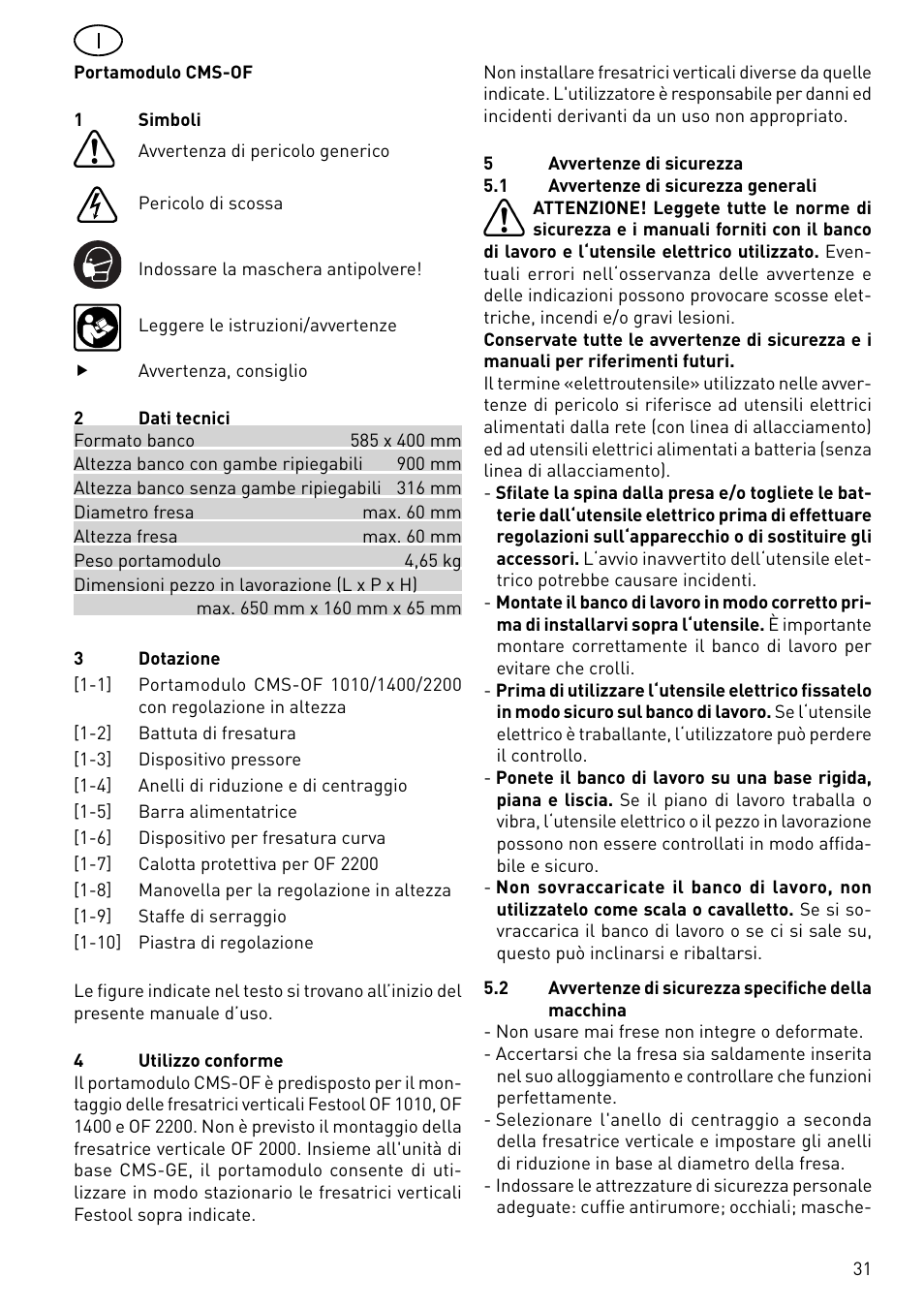 Festool CMS-OF User Manual | Page 31 / 100