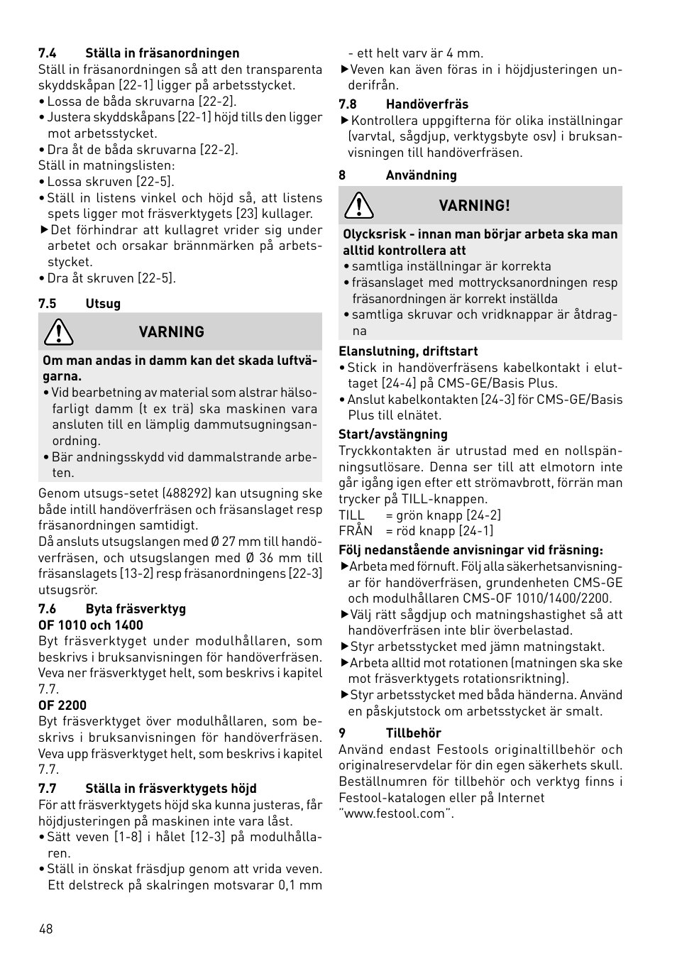 Festool CMS-OF User Manual | Page 48 / 100