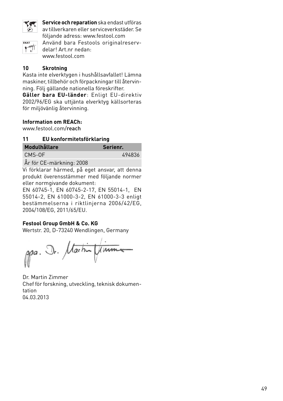 Festool CMS-OF User Manual | Page 49 / 100