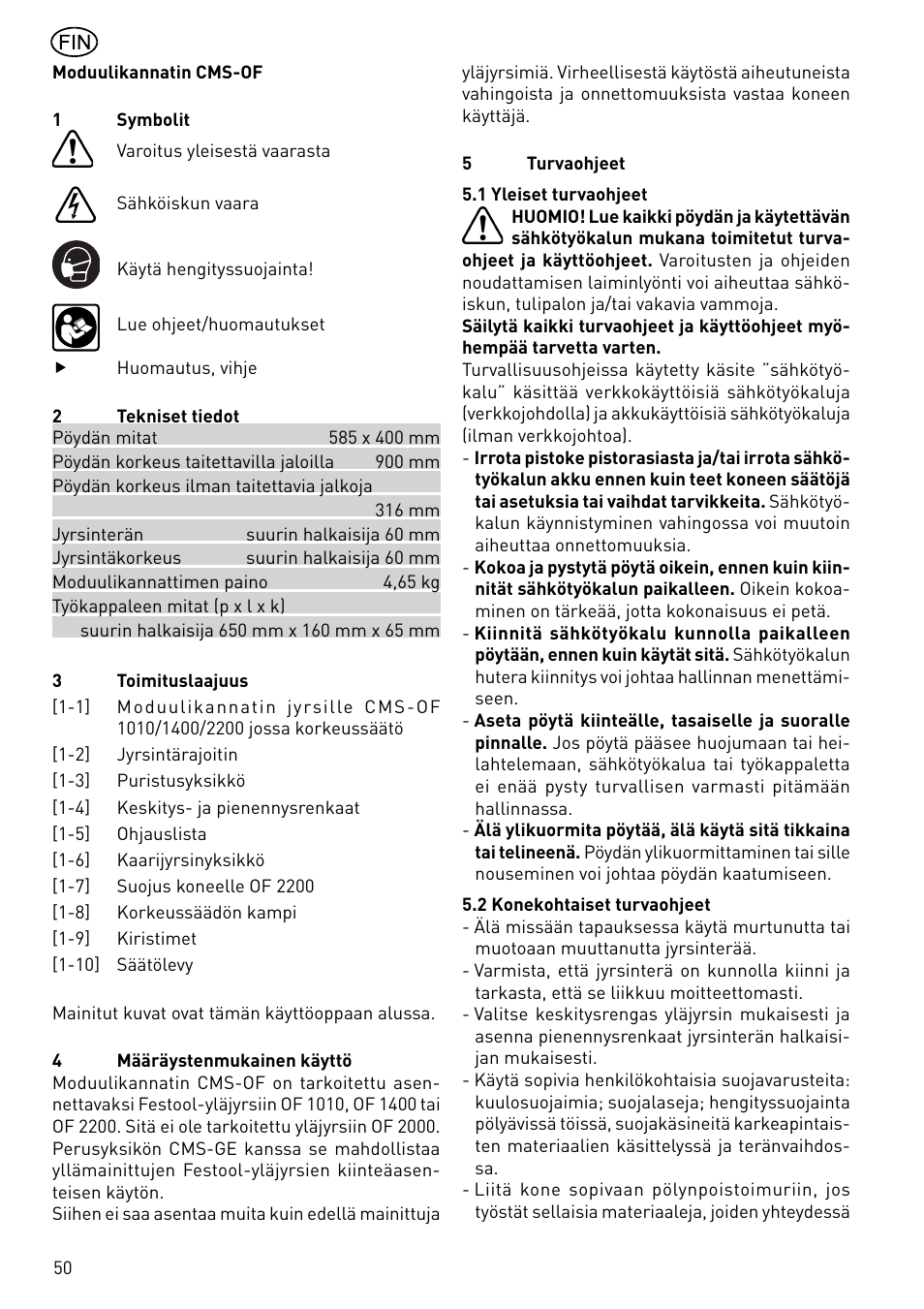 Festool CMS-OF User Manual | Page 50 / 100