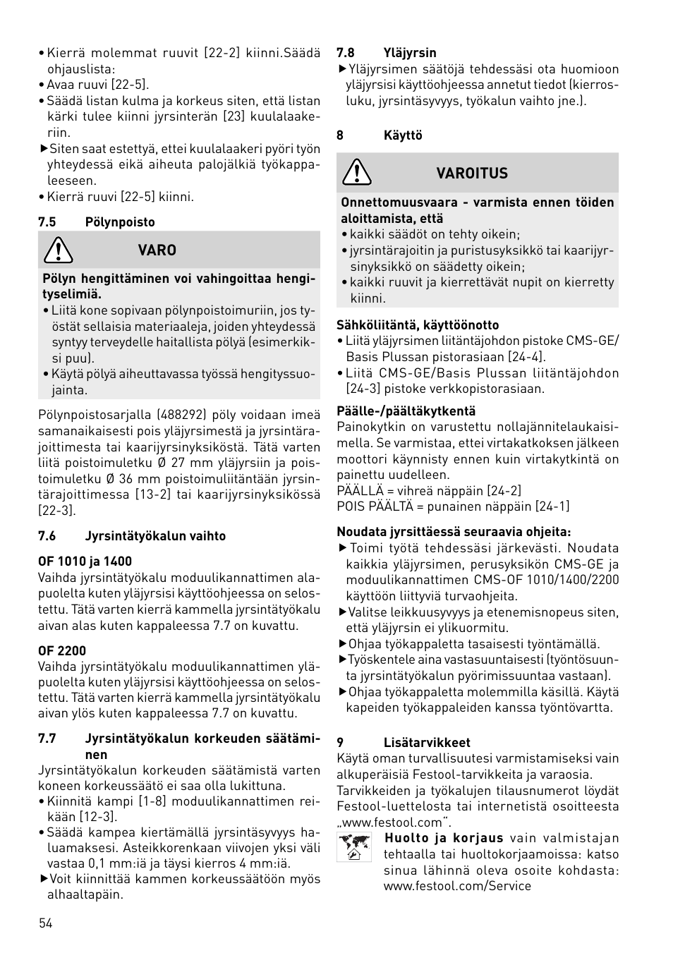 Festool CMS-OF User Manual | Page 54 / 100