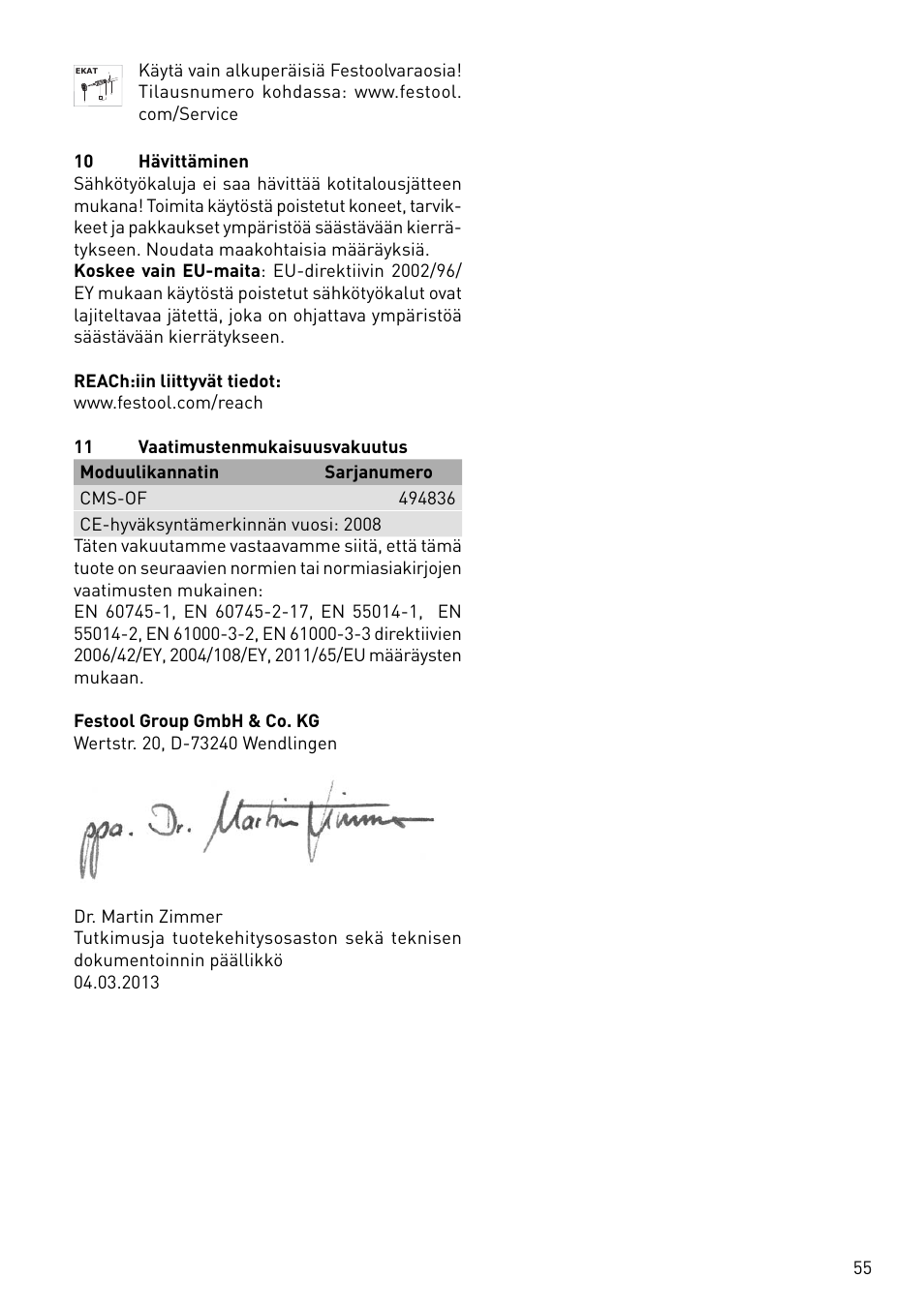 Festool CMS-OF User Manual | Page 55 / 100