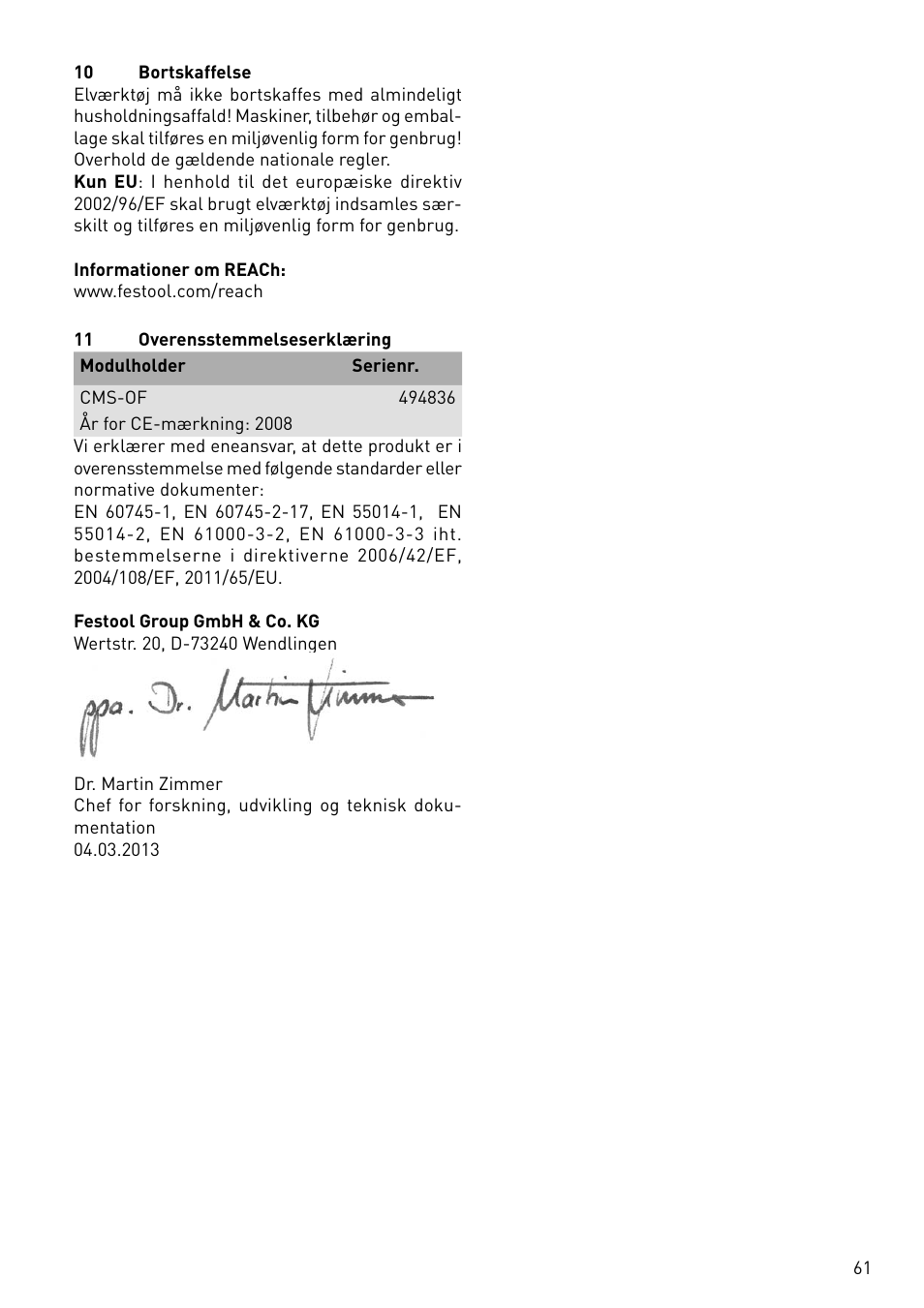 Festool CMS-OF User Manual | Page 61 / 100