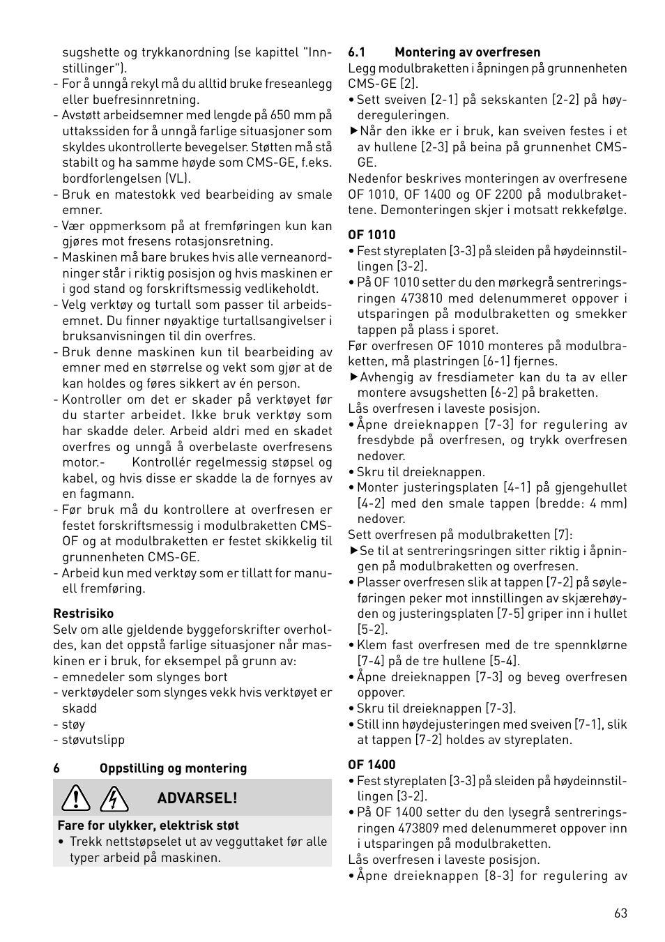 Festool CMS-OF User Manual | Page 63 / 100