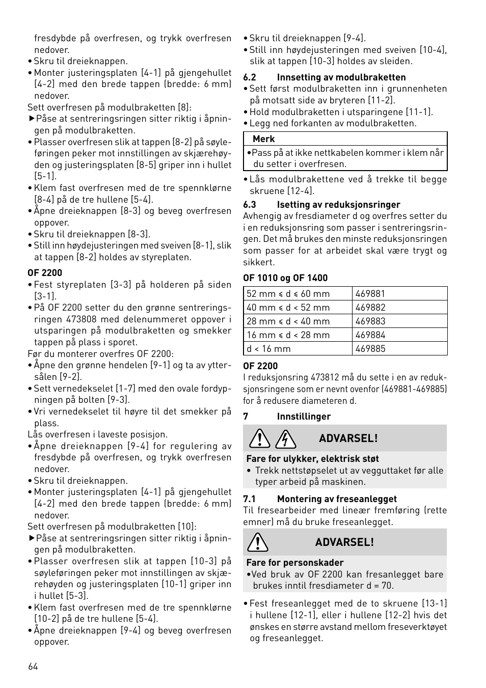 Festool CMS-OF User Manual | Page 64 / 100